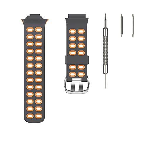 KINKUUN Correas para relojes Compatible con Garmin Forerunner 310XT Pulseras de repuesto.Correa de Reloj.(Gris + naranja)