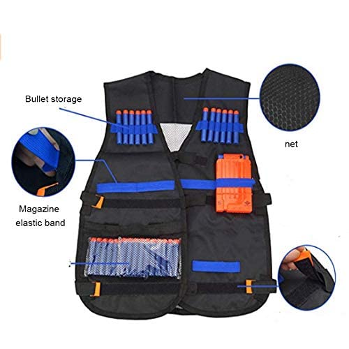 Kit de Chaleco Táctico para Niños Regalo para Niños Chaleco de Juego Compatible con Pistolas Nerf N-Strike Elite