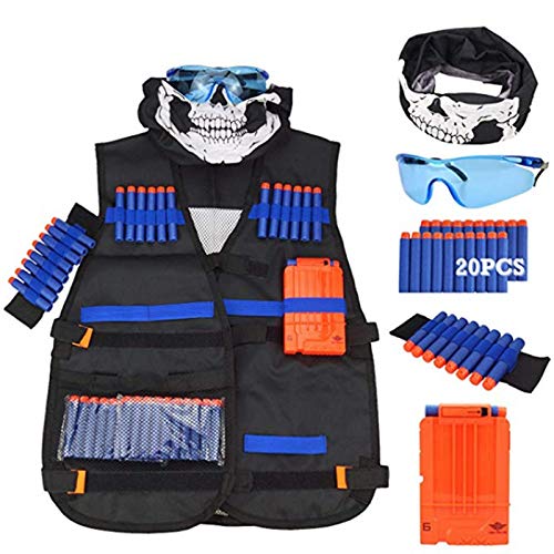 Kit de Chaleco Táctico para Niños Regalo para Niños Chaleco de Juego Compatible con Pistolas Nerf N-Strike Elite