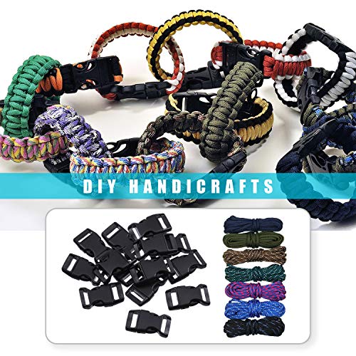 Kits de Paracord Elaboración Combinada, 150 Pies 15 Colores Cuerda de Paracaídas con Hebilla Anilla de Llavero y 3 Piezas Agujas de Paracord Kit de Agujas de Coser