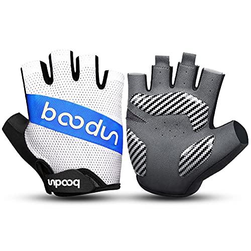 KONVINIT Guantes de Ciclismo Medio Dedo Guantes Bicicleta Montaña Verano Guantes para Hombres Mujeres Antideslizante Transpirable para al Aire Libre de Ciclismo Azul M