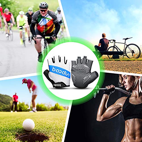 KONVINIT Guantes de Ciclismo Medio Dedo Guantes Bicicleta Montaña Verano Guantes para Hombres Mujeres Antideslizante Transpirable para al Aire Libre de Ciclismo Azul M