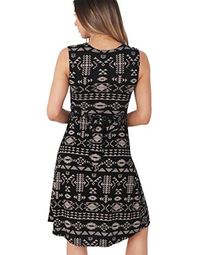 KRISP 6607-MOCBLK-20, Vestido Corto Patinadora Vuelo Fruncido Busto, Moca/Negro (6607), 48