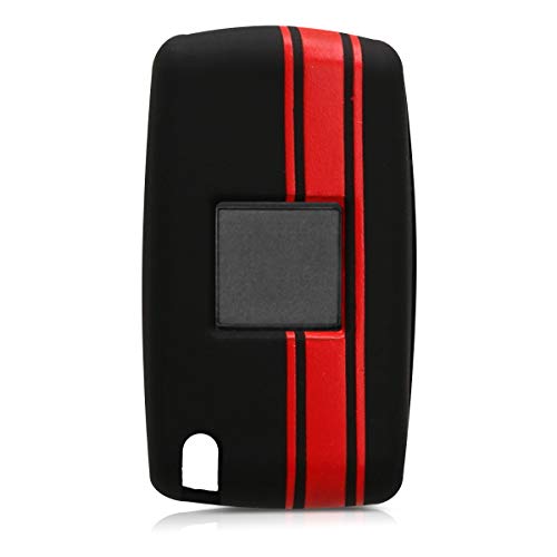 kwmobile Carcasa Compatible con Peugeot Citroen Llave de Coche Plegable de 2 Botones - Funda Protectora de Silicona - Cover Flexible en Rojo/Negro