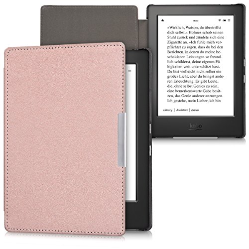 kwmobile Funda Compatible con Kobo Aura H2O Edition 1 - para e-Reader de Cuero sintético - Case en Oro Rosa