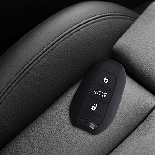 kwmobile Funda Compatible con Peugeot Citroen Llave de Coche Smartkey de 3 Botones (Solo Keyless Go) - Carcasa Protectora de Silicona para Llave de Coche - Case en Negro