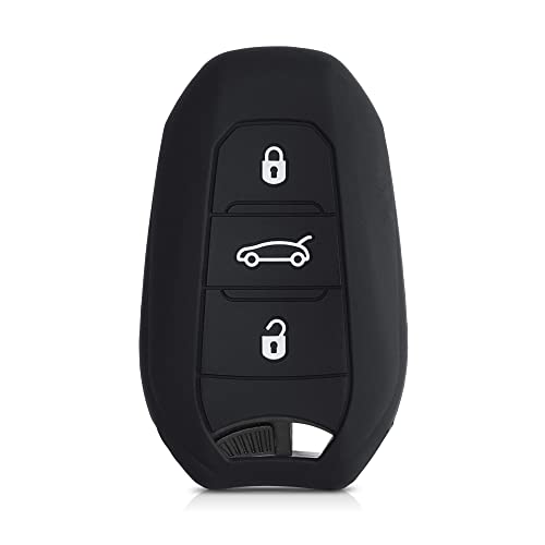 kwmobile Funda Compatible con Peugeot Citroen Llave de Coche Smartkey de 3 Botones (Solo Keyless Go) - Carcasa Protectora de Silicona para Llave de Coche - Case en Negro