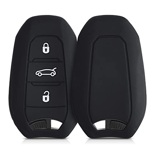 kwmobile Funda Compatible con Peugeot Citroen Llave de Coche Smartkey de 3 Botones (Solo Keyless Go) - Carcasa Protectora de Silicona para Llave de Coche - Case en Negro