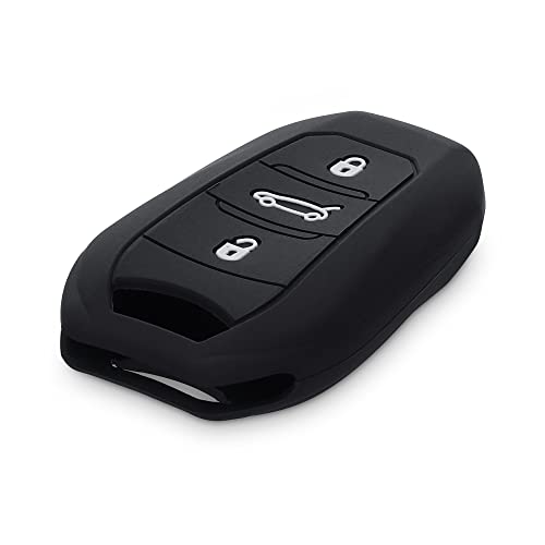 kwmobile Funda Compatible con Peugeot Citroen Llave de Coche Smartkey de 3 Botones (Solo Keyless Go) - Carcasa Protectora de Silicona para Llave de Coche - Case en Negro