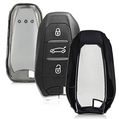 kwmobile Funda Compatible con Peugeot Citroen Llave de Coche Smartkey de 3 Botones (Solo Keyless Go) - Carcasa Suave de Silicona - Protección Total para Llave de Coche Mando de Auto