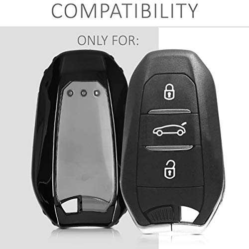 kwmobile Funda Compatible con Peugeot Citroen Llave de Coche Smartkey de 3 Botones (Solo Keyless Go) - Carcasa Suave de Silicona - Protección Total para Llave de Coche Mando de Auto