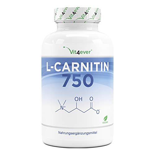 L-Carnitina - 180 cápsulas veganas - Altamente dosificado con 3000 mg por porción diaria - Premium: 100% L-Carnitina Tartrato sin aditivos - Vegano