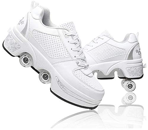 LDTXH Doble Rodillo Zapatos De Skate Zapatos Invisible De Polea De Zapatos Zapatillas De Deporte Luz Zapatos Zapatos Multiusos, niños Zapatos con Ruedas,37