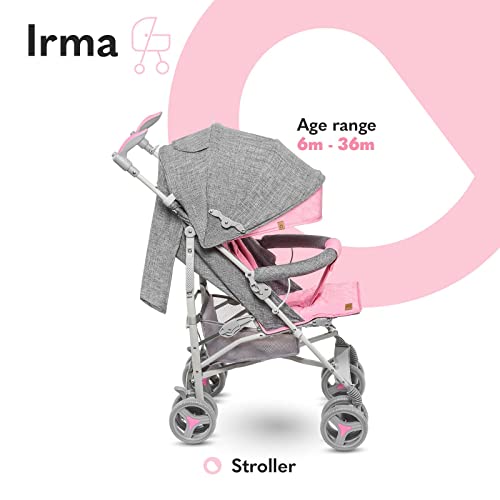 LIONELO Irma Silla de paseo plegable Diseño ultraligero 7 kg Respaldo ajustable Para niños de hasta 15 kg 6-36M Cinturones de seguridad de 5 puntos Cesta de la compra