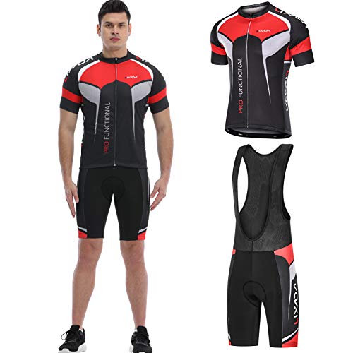 Lixada Maillots de Ciclismo Hombres Camiseta y Pantalones Cortos de Ciclismo Conjunto de Ropa para Ciclismo al Aire Libre