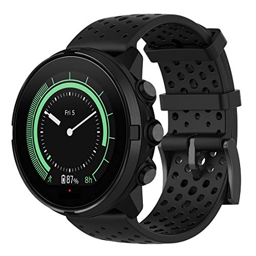 LOKEKE Suunto Spartan Sport - Correa de repuesto de silicona de 24 mm para Suunto Spartan Sport Wrist HR Baro/Suunto D5/Suunto 9 barro (silicona negra)