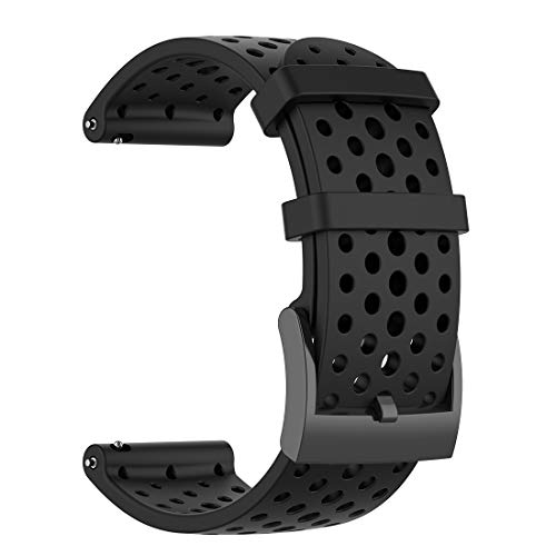 LOKEKE Suunto Spartan Sport - Correa de repuesto de silicona de 24 mm para Suunto Spartan Sport Wrist HR Baro/Suunto D5/Suunto 9 barro (silicona negra)