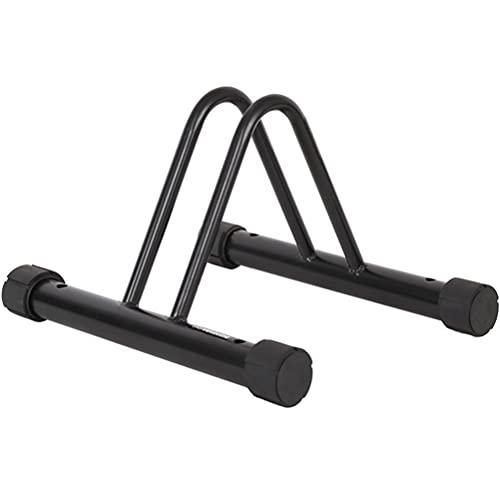 Lubudup Soporte de pie para bicicleta, soporte de suelo, montaje en pared, de metal, ahorra espacio, acero inoxidable, soporte de suelo independiente en negro