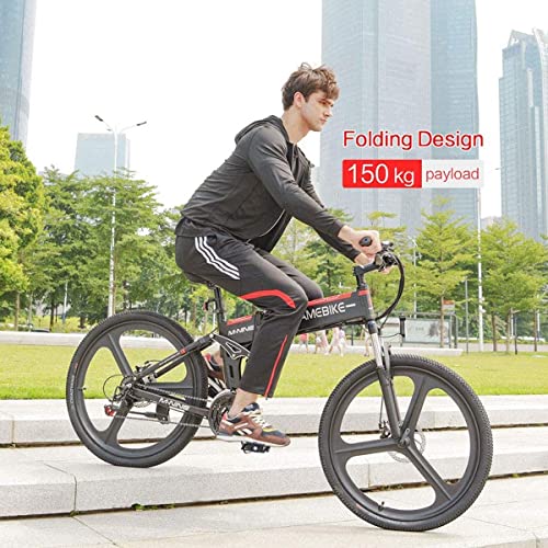 MANPATEL Bicicletas eléctricas 26" Bicicleta electrica Plegable con Asistencia de Pedal para Adolescentes y Adultos Negro