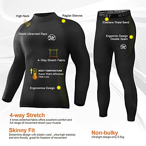 MEETWEE Ropa Interior térmica Hombre, Conjuntos térmicos, Camiseta Térmica Hombres Manga Larga Pantalones Largos para Esquí, Montaña, Ciclismo, Fitness