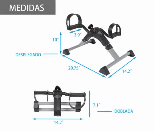 Mini Bicicleta Estática Plegable - Pedales Estáticos Ejercicio - Aparato de Ejercicio en Casa - Máquina Pedalear Manos y Piernas - Nueva Version (AZUL MINI BICI)