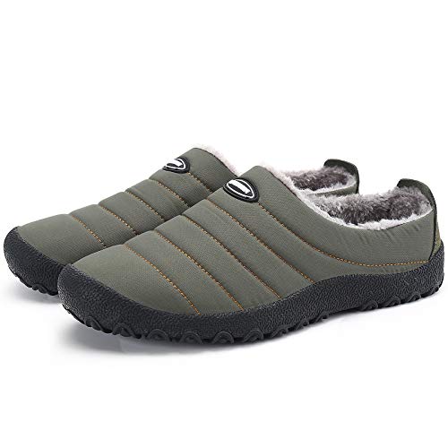 Mishansha Zapatillas de Exterior Hombre Confortable Pantufla Mujer Cálido y Confortable Slippers Impermeable Zapatos de Invierno Verde Gr.39