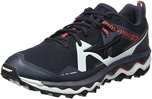 Mizuno Wave Mujin 7, Zapatillas para Carreras de montaa Hombre, Indiaink Blk Ignitionred, 39 EU