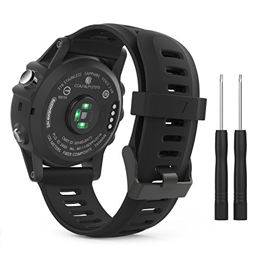 MoKo Pulsera para Fenix 6X/6X Pro, Garmin Fenix 3/Fenix 3 HR/Fenix 5X/5X Plus/D2 Delta PX, Correa Pulsera de Silicona Respirable y Reemplazable, Banda de Reloj Deportivo con Cierre - Negro