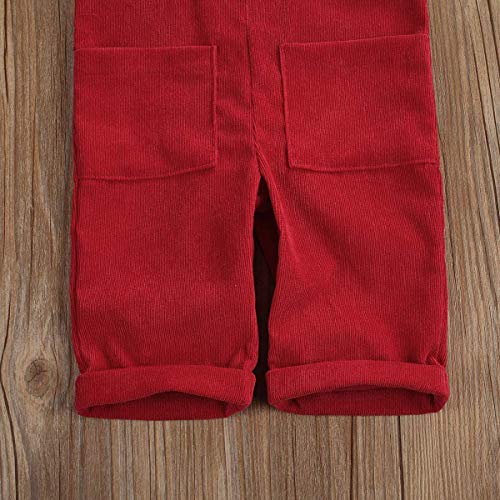 Monos de niña para niños pequeños, sin Mangas, Ajustables, de Color sólido, con Tirantes, Peto, Pantalones de Otoño Invierno, Cintura (Red,1-2 Años)