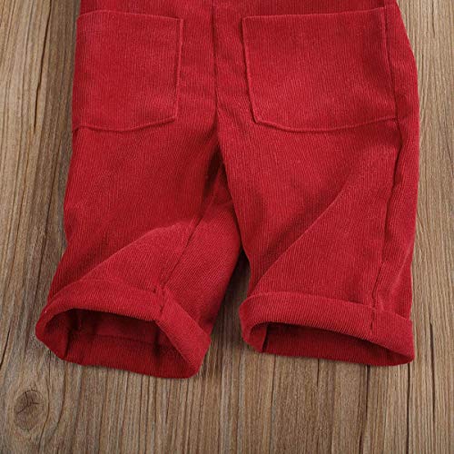 Monos de niña para niños pequeños, sin Mangas, Ajustables, de Color sólido, con Tirantes, Peto, Pantalones de Otoño Invierno, Cintura (Red,1-2 Años)