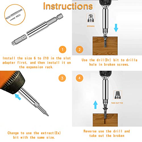 MOOING 22PCS Extractor de Tornillos,Dañado Extractor de Tornillos Set con Portabrocas de Extensión & Adaptador de Enchufe, quitar fácilmente los tornillos despojados y rotos.