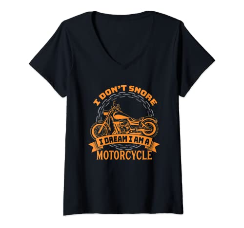 Mujer Sueño con motos - Divertido dicho de motos - Motociclista Camiseta Cuello V