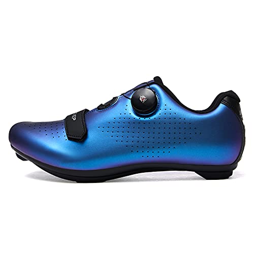 Mujer Zapatillas de Ciclismo para Hombre Zapatillas de Bicicleta de Carretera compatibles con Look SPD SPD-SL Delta Cleats Zapatillas de Spinning para Interiores Exteriores Azul235