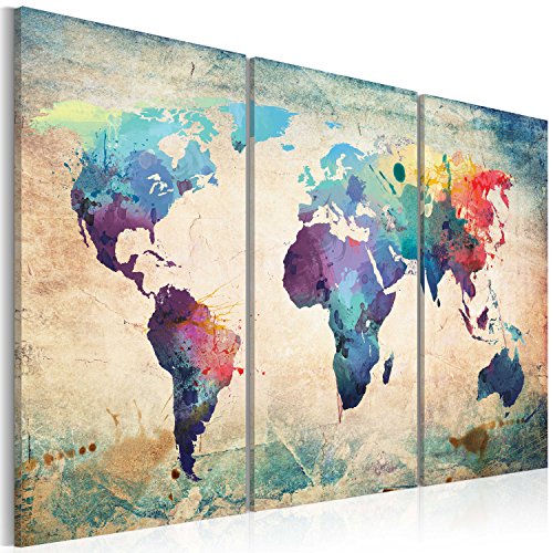 murando Cuadro en Lienzo Mapamundi 120x80 cm Impresión de 3 Piezas Material Tejido no Tejido Impresión Artística Imagen Gráfica Decoracion de Pared Mapa del Mundo 020113-47