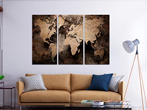 murando Cuadro en Lienzo Mapamundi 90x60 cm Impresión de 3 Piezas Material Tejido no Tejido Impresión Artística Imagen Gráfica Decoracion de Pared Mapa Worldmap Mundo Marron Oro k-C-0126-b-e