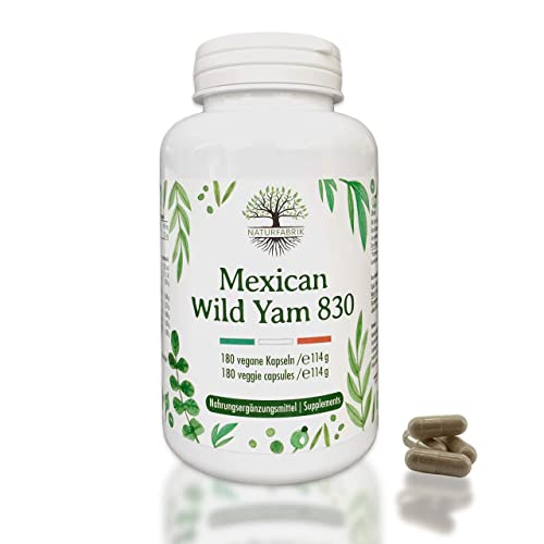 NATURFABRIK® Ñame silvestre mexicano | raíz pura de ñame de México | 180 cápsulas | 830 mg de porción diaria | alta dosis de hierbas | suministro para 3 meses | ñame mexicano