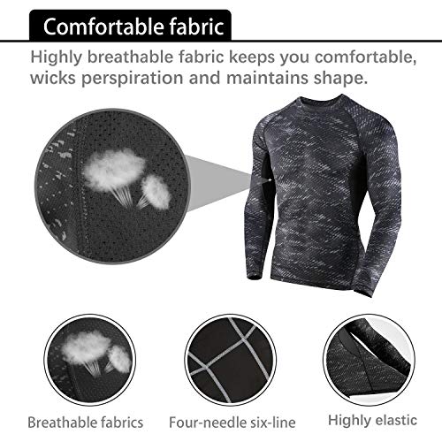 Niksa 3 Piezas Conjunto de Compresion Hombre, Camisetas Compression Mallas Running Pantalon Corto Deporte Ropa Deportiva Hombre para Running Correr Gym Fitness