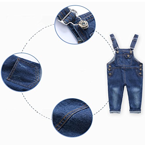 Niños Bebé Pantalones de Peto Vaqueros Overalls Pantalón Largo Ajustable 2-3 Años