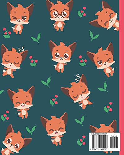 Notebook: Cute Foxes Cartoon Cover - Lined Notebook, Diary, Track, Log & Journal - Gift for Boys Girls Teen Men Women Who love Red Fox (8"x10" 120 Pages)