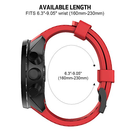 NotoCity Correa para Suunto 9 Baro Pulsera Suunto 7 D5 Spartan 24mm Sport Suave Silicona Bandas Suunto 9 Repuesto Accesorio Rojo