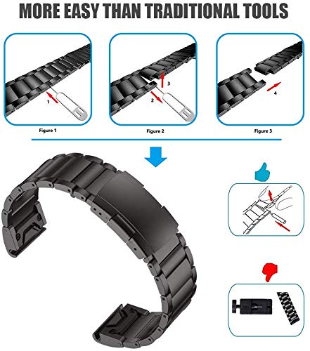 NotoCity Titanium Correa para Garmin Fenix ​​6X / 6X Pro/Fenix ​​5X / 5X Plus/Fenix ​​3 / Fenix ​​3 HR, 26 mm Quick-Fit Titanium de Aleación Pulsera de Repuesto para Garmin (Fenix 3/5x/6x, Model 3)