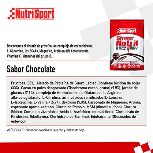 Nutrisport - StressNutril Recovery, Batido para Recuperación Muscular, Sabor Chocolate, 20 Sobres, 20 x 40 gr