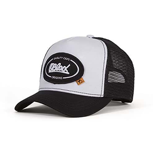 Oblack Gorras de Hombre Origins Black & White Gorras Mujer Blanco Negro Beisbol Ajustable con Visera y Rejilla - Gorra Trucker