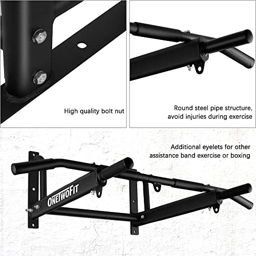 ONETWOFIT - Barra de Pared con diseño de 6 Agujeros más Estable para Uso en Interiores y Exteriores, Peso máximo: 200 kg.