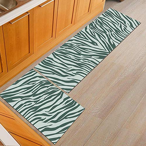 OPLJ Tapis de Cuisine Anti-dérapant Moderne Grille Tapis de Cuisine Table à Manger Tapis de Sol Noir Couloir extérieur Porche Tapis A6 40x60cm + 40x120cm