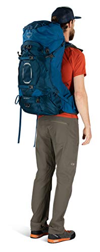 Osprey Aether 65 Mochila de Hombre para excursiones, Azul (Deep Water Blue), Talla L/XL