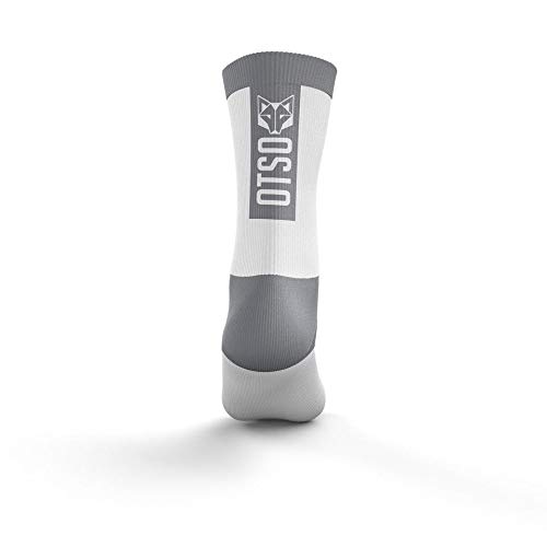 OTSO THINK SPORT Cycling Socks High Cut Pure White & Silver Grey