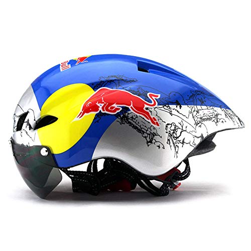 Pkfinrd Ciclismo Casco Bicicleta de montaña Bicicleta Gafas Bicicleta de montaña Casco Casco Bicicleta Ciclismo neumático@Color Red Bull_Una Talla