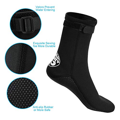 QKURT Calcetines de Neopreno, Calcetines de Neopreno de 3 mm para Buceo, Snorkel y Deportes acuáticos, Calcetines Antideslizantes para Hombres y Mujeres