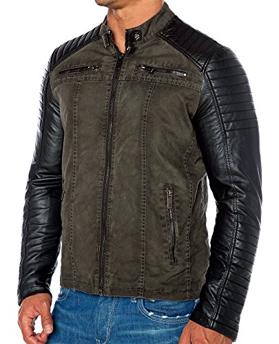 Red Bridge Hombres Chaqueta Cuero Sintético Transición Acanalada Moda Casuales Algodón Jacket